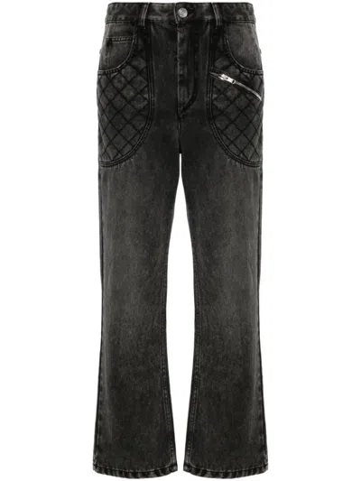 Isabel Marant Cassandre High-rise Wide-leg Jeans In Black