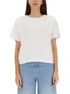 Isabel Marant Crew Neck Shoulder Detail Short Sleeve Top In White