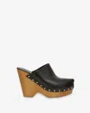 Isabel Marant 110mm Wedge-heel Leather Clogs In Black