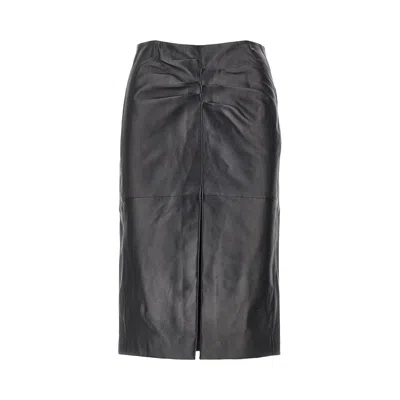 Isabel Marant Paneled Leather Midi Skirt In Black