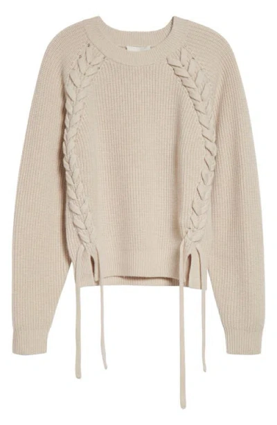 Isabel Marant Tulliam Lace-up Detail Merino Wool & Cashmere Blend Crewneck Sweater In Gray