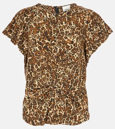 ISABEL MARANT TULLYA LEOPARD-PRINT SILK-BLEND TOP