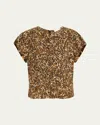 Isabel Marant Tullya Gathered Leopard Print Stretch Silk Top In Brown
