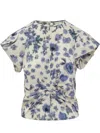 Isabel Marant Tullya Top With Draping And Floral Print In Blue