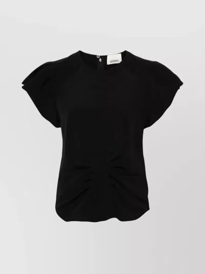 ISABEL MARANT TULLYA TOP WITH RUFFLED SLEEVES AND RUCHED DETAIL