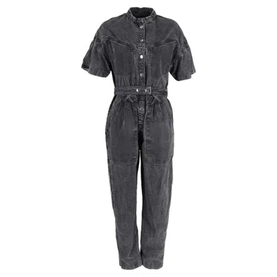 Isabel Marant Tundra Acid-wash Denim Jumpsuit In Black Cotton