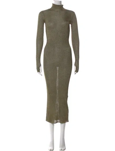 Pre-owned Isabel Marant Turtleneck Long Dress In Green