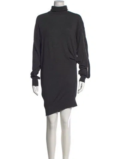 Pre-owned Isabel Marant Turtleneck Mini Dress In Gray