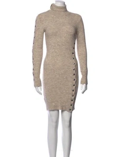 Pre-owned Isabel Marant Turtleneck Mini Dress In Neutral
