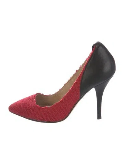 Pre-owned Isabel Marant Tweed Colorblock Pattern Pumps In Red