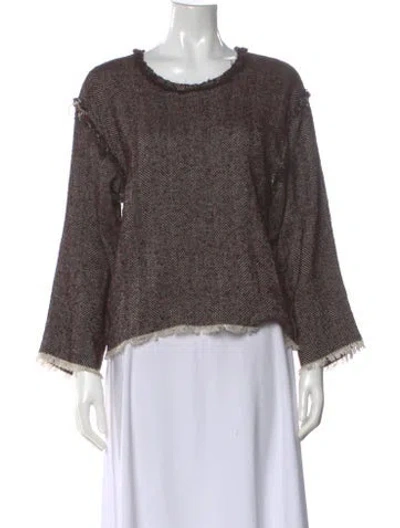 Pre-owned Isabel Marant Tweed Pattern Crew Neck Top In Black