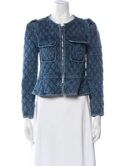 Pre-owned Isabel Marant Tweed Pattern Denim Jacket In Blue