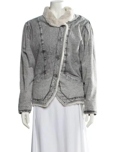 Pre-owned Isabel Marant Tweed Pattern Denim Jacket In Gray
