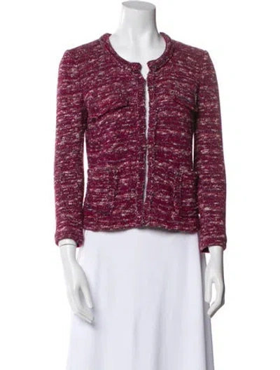 Pre-owned Isabel Marant Tweed Pattern Evening Jacket In Burgundy