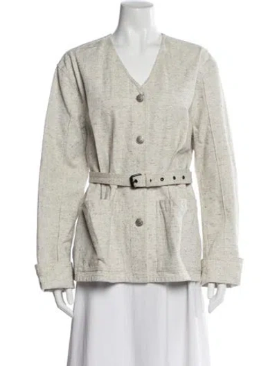 Pre-owned Isabel Marant Tweed Pattern Jacket In White