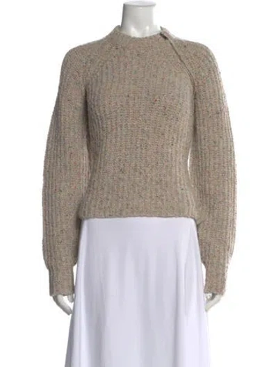 Pre-owned Isabel Marant Tweed Pattern Mock Neck Sweater In Neutral