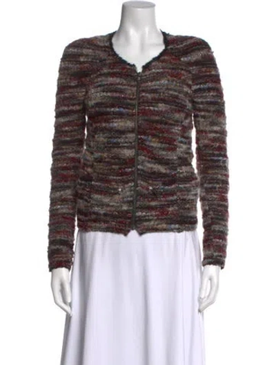 Pre-owned Isabel Marant Tweed Pattern V-neck Sweater In Black