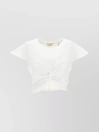 Isabel Marant Twist-front Cropped Crew Neck Top In White