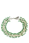Isabel Marant Two-tone Beaded Bracelet With Textured Finish In Greensilver