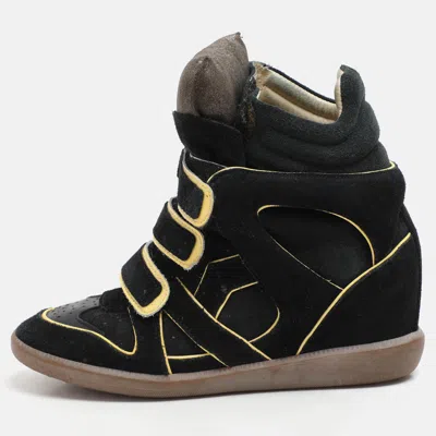 Pre-owned Isabel Marant Two Tone Suede And Leather Bekett Wedge Sneakers Size 38