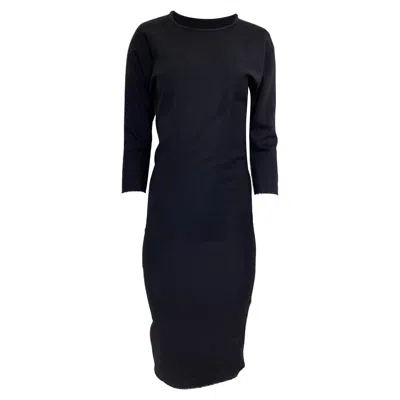 Isabel Marant Two Toned Midi Dress In Black Wool In Blue