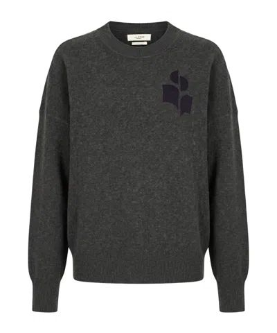 Isabel Marant Two-tone Jacquard Knit Sweater In Black