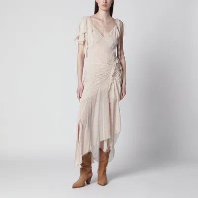 Isabel Marant Tylena Asymmetric Printed Silk Georgette Dress In Ecru In Neutral