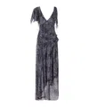 Isabel Marant Womens Faded Night Tylena Printed Ruffle-trim Silk Midi Dress In Blue