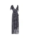Isabel Marant Womens Faded Night Tylena Printed Ruffle-trim Silk Midi Dress In Black