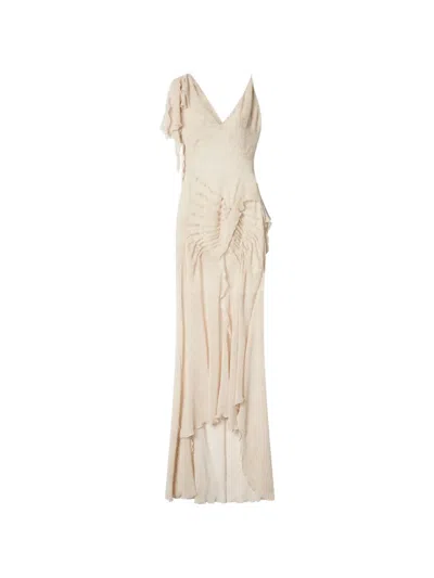Isabel Marant Tylena Ruffled Asymmetric Midi Dress In Neutral
