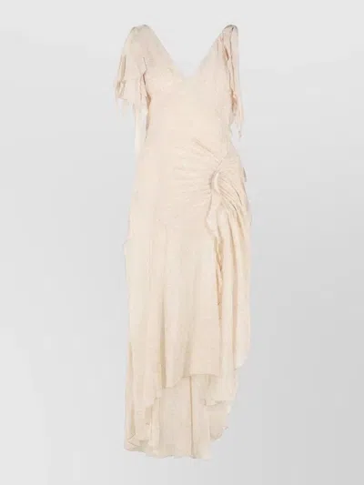 Isabel Marant Tylena Silk Dress V Neckline Draped In Brown
