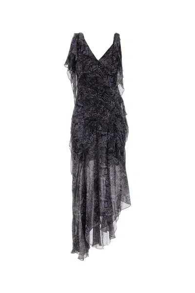Isabel Marant Womens Faded Night Tylena Printed Ruffle-trim Silk Midi Dress In Multi