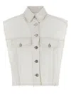 Isabel Marant Tyra Cotton Denim Vest In White