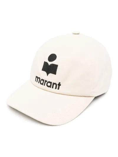 Isabel Marant Tyron Baseball Cap With Embroidery In Nude & Neutrals