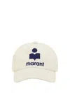 Isabel Marant Cotton Tyron Baseball Hat With Curved Brim In Ecru/blue