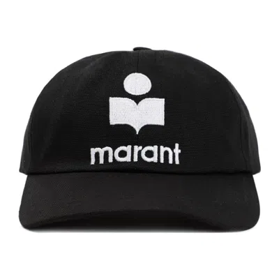 ISABEL MARANT TYRON BLACK AND ECRU COTTON HAT