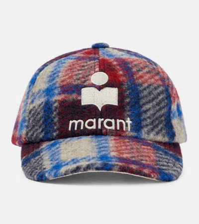 Isabel Marant Tyron Checked Wool-blend Baseball Cap In Multi