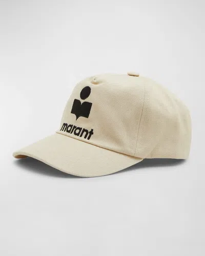 Isabel Marant Tyron Cotton Baseball Cap In Ecru Black
