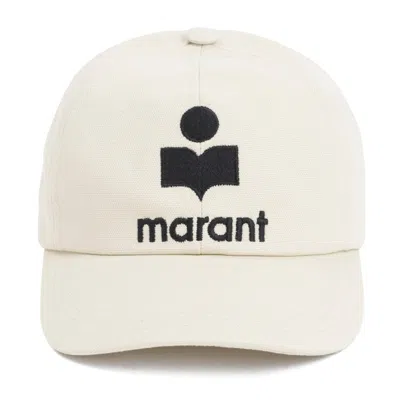 Isabel Marant Tyron Ecru And Black Cotton Hat In Neutrals