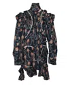 Isabel Marant Ullo Ruffle Mini Dress In Blue Cotton In Multi