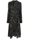 Isabel Marant Printed Silk Midi Dress In Schwarz