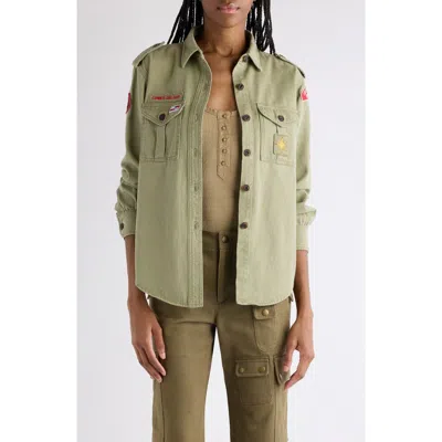 Isabel Marant Umberta Patch Cotton Twill Button-up Shirt In Brown