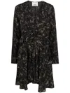 Isabel Marant V-neck Printed Silk Dress In Schwarz