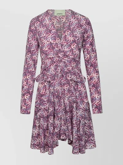 Isabel Marant 'usmara' Silk Dress Featuring Ruffle Detail In Purple