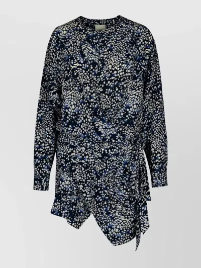 Isabel Marant V-neck Belted Asymmetric Hem Dress In Multi