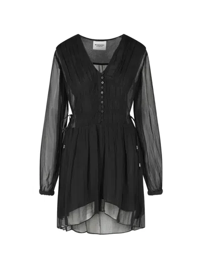 Isabel Marant V-neck Button Dress In Black