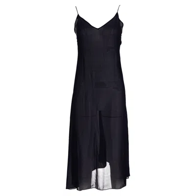 Isabel Marant V-neck Knee-length See Through Dress In Black Silk
