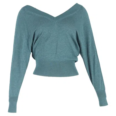Isabel Marant V-neck Sweter In Green Wool