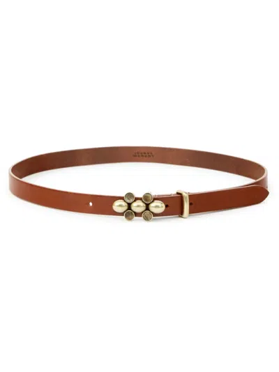 Isabel Marant Womens Khaki Valdez Oval-design-plaques Leather Belt