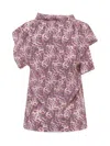 Isabel Marant Valency Feather-print Asymmetric Flutter-sleeve Silk Blouse